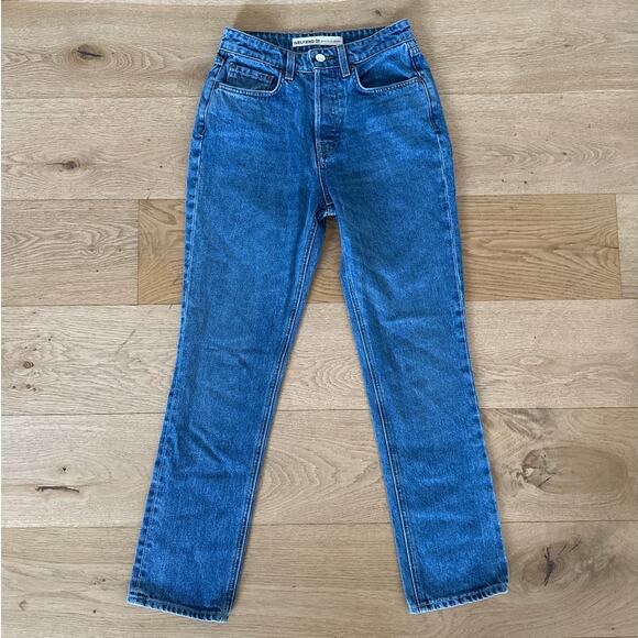 GRLFRND - The Karolina High Rise Straight Crop Denim Jeans in Blue - Picture 1 of 5